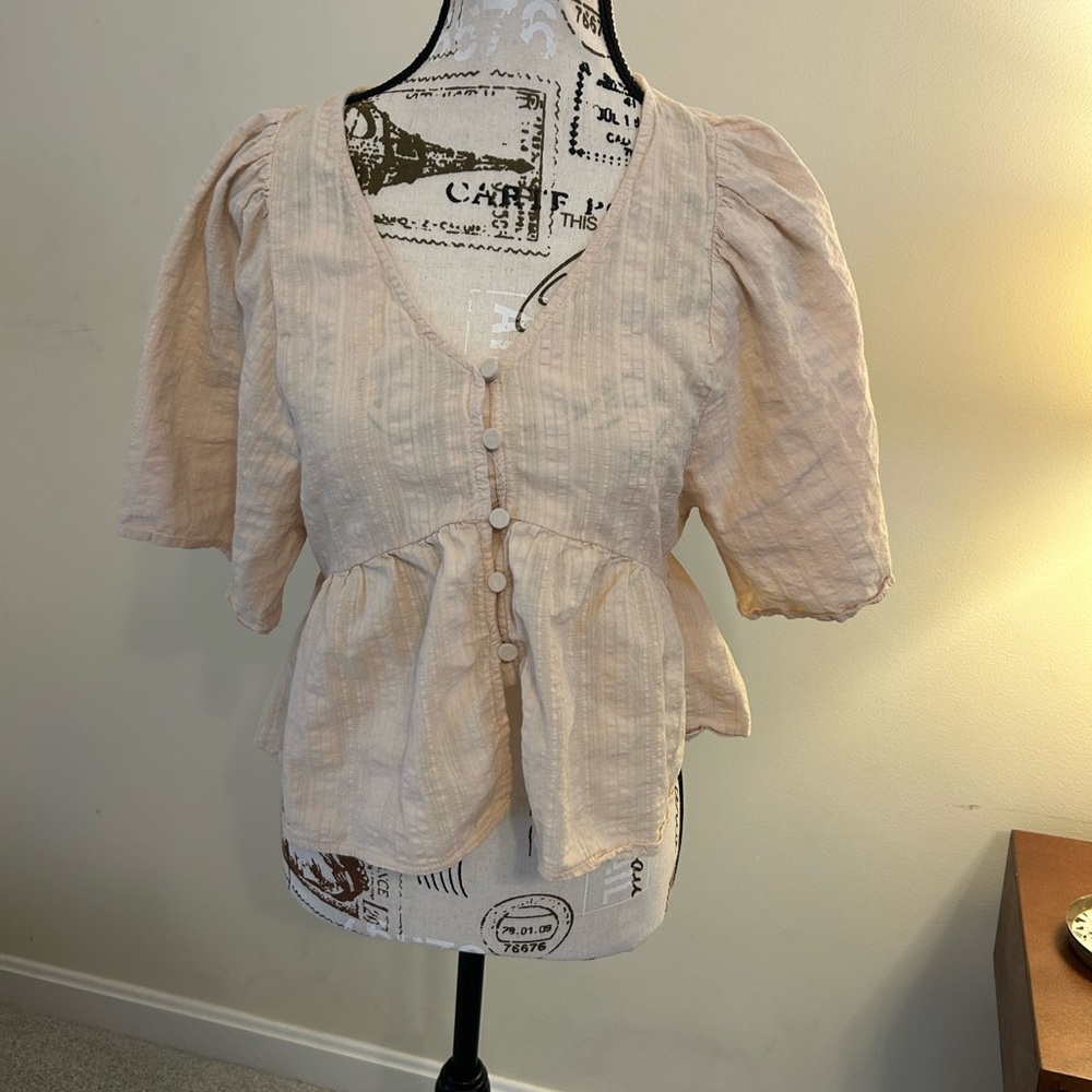 Miami Cream Button-Up Blouse
